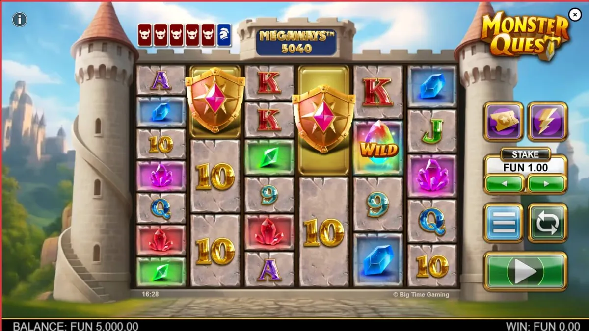 Ksatria pemberani menghadapi monster dalam slot Monster Quest