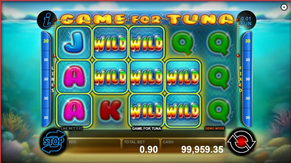 Tampilan visual slot Game For Tuna dengan tema bawah laut yang cerah